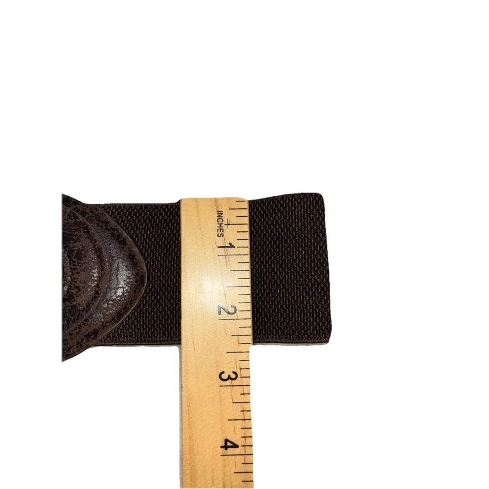 Belt Women's L Brown Elastic Brushed Leather Western Boho Prairie 2.5